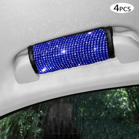 4pcs Bling Bling Auto Safety Door Handle Cover, Luster Crystal Car Protective Handle Cover Diamond Car Decor Accessories for Women (White-4Pcs) in Saudi Arabia