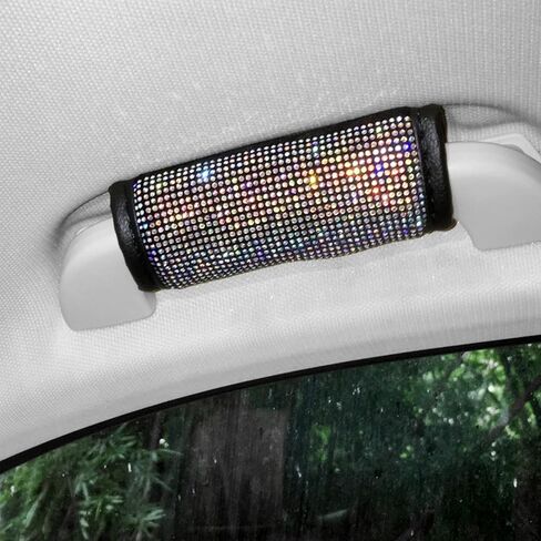 4pcs Bling Bling Auto Safety Door Handle Cover, Luster Crystal Car Protective Handle Cover Diamond Car Decor Accessories for Women (White-4Pcs) in Saudi Arabia