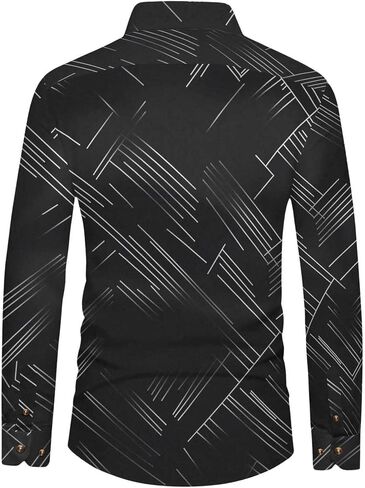WDIRARA Men's Patterned Printed Long Sleeve Dress Shirts Button Down Business Shirts in Saudi Arabia