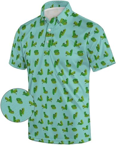 Funny Mens Golf Shirt Moisture Wicking Quick Dry Print Performance Short Sleeve Collared Polo Shirts for Men in Saudi Arabia