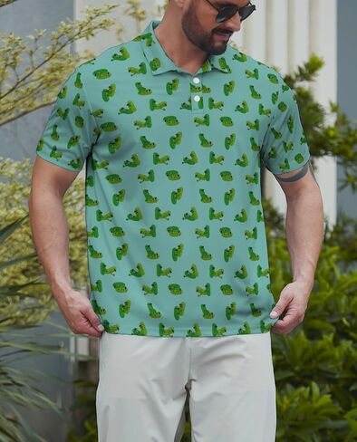 Funny Mens Golf Shirt Moisture Wicking Quick Dry Print Performance Short Sleeve Collared Polo Shirts for Men in Saudi Arabia