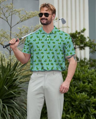 Funny Mens Golf Shirt Moisture Wicking Quick Dry Print Performance Short Sleeve Collared Polo Shirts for Men in Saudi Arabia
