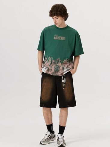 Aelfric Eden Mens Oversized Tshirts Snow Mountain Graphic Tee Print Tops Streetwear Casual Shirt in Kuwait