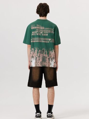 Aelfric Eden Mens Oversized Tshirts Snow Mountain Graphic Tee Print Tops Streetwear Casual Shirt in Kuwait