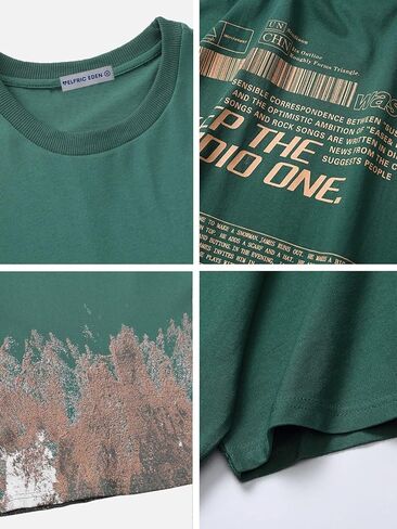 Aelfric Eden Mens Oversized Tshirts Snow Mountain Graphic Tee Print Tops Streetwear Casual Shirt in Kuwait