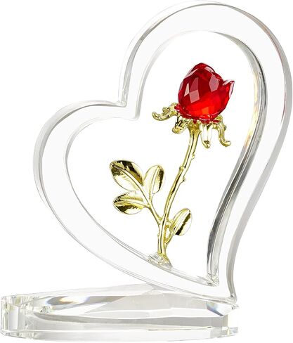 Love Crystal Red Rose Home Decoration, Glass Rose Statue, Bedroom and Living Room Flower Ornaments, Handmade Collectibles, Valentine's Day, Mother's Day Wedding Gift in Saudi Arabia