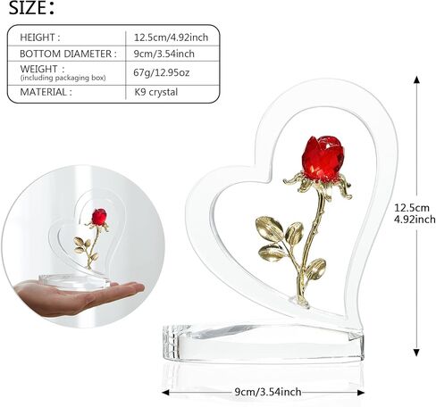 Love Crystal Red Rose Home Decoration, Glass Rose Statue, Bedroom and Living Room Flower Ornaments, Handmade Collectibles, Valentine's Day, Mother's Day Wedding Gift in Saudi Arabia