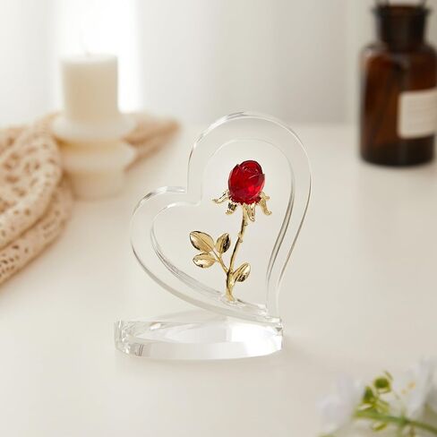 Love Crystal Red Rose Home Decoration, Glass Rose Statue, Bedroom and Living Room Flower Ornaments, Handmade Collectibles, Valentine's Day, Mother's Day Wedding Gift in Saudi Arabia