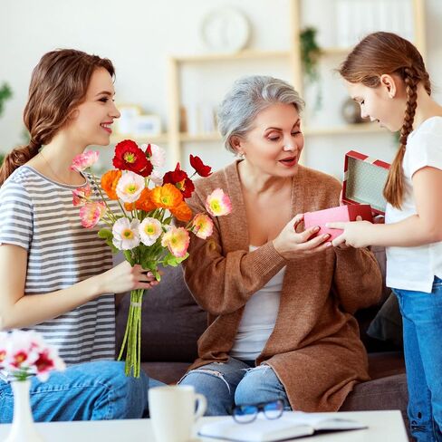 Crowye Silk Artificial Poppy Faux Poppy Spring Flowers Real Touch Flowers for Home Kitchen Wedding Decorations Floral Arrangement Table Centerpieces Vase Bouquet (Multicolor, 8 Bunches) in Kuwait