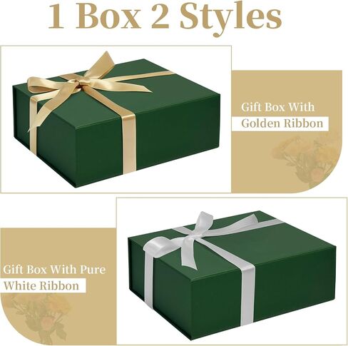 Large Gift Box with Lids 10x10x10 Inches, Ribbon& Cut Paper Shred with Card, for Birthdays, Graduations, Anniversaries, Christmas, Halloween, Valentine's Day in Kuwait