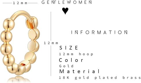 Fettero Women Gold Huggie Hoop Earrings 14K Gold Plated Small Hoop Earrings Beaded Hoop Earrings for Everyday Wear Tiny Boho Beach Slepper Earrings Simple Delicate Hypoallergenic Jewelry in Kuwait