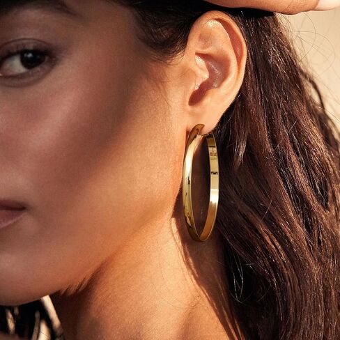 BESTEEL 14K Gold Filled Hoop Earrings for Women, 5mm Wide Large Flat Gold Hoop Earrings, Hypoallergenic Lightweight Oversized Big Hoop Earrings Gold in Saudi Arabia