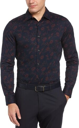 Perry Ellis Men's Standard Slim Fit Floral Stretch Long Sleeve Button-Down Shirt in Saudi Arabia