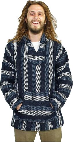 Baja Joe Eco-Friendly Woven Striped Pullover Baja Hoodie in Saudi Arabia