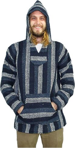 Baja Joe Eco-Friendly Woven Striped Pullover Baja Hoodie in Saudi Arabia