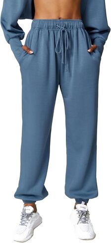 ABOCIW Cargo Sweatpants for Women Fleece Lined Straight Leg High Waisted Baggy Athletic Joggers Pants with Pockets in Kuwait