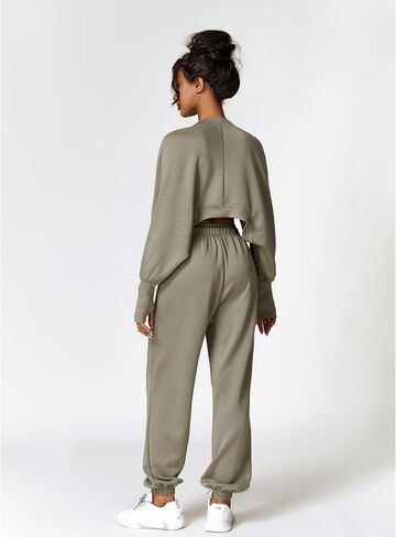 ABOCIW Cargo Sweatpants for Women Fleece Lined Straight Leg High Waisted Baggy Athletic Joggers Pants with Pockets in Kuwait