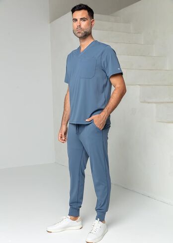 Jogger Scrub Pant for Men - 2 Pockets, 1 Cargo Pocket, Drawstrings Waistband, Moisture-Wicking, Contemporary Fit in Saudi Arabia