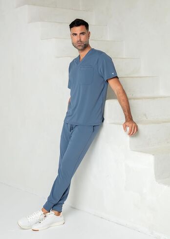 Jogger Scrub Pant for Men - 2 Pockets, 1 Cargo Pocket, Drawstrings Waistband, Moisture-Wicking, Contemporary Fit in Saudi Arabia