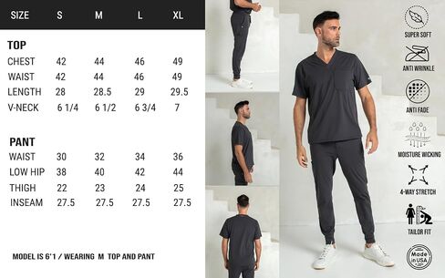 Jogger Scrub Pant for Men - 2 Pockets, 1 Cargo Pocket, Drawstrings Waistband, Moisture-Wicking, Contemporary Fit in Saudi Arabia