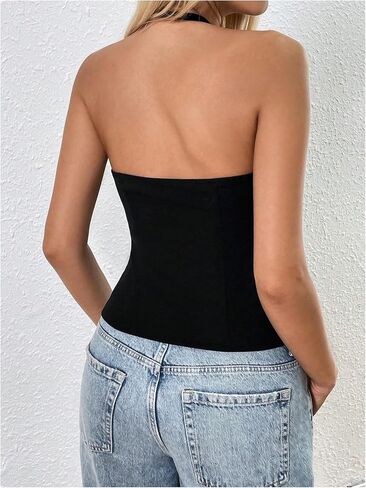 Verdusa Women's Y2K Bow Knot Halter Tops Cut Out Split Backless Cami Top in Saudi Arabia
