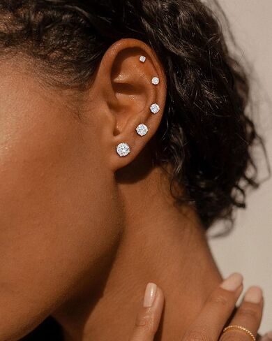 FUNEIA Gold Stud Earrings for Women Trendy Hypoallergenic Silver Dainty Cartilage Earring Stacks Cubic Zirconia Earrings Studs Sets for Multiple Piercing Tragus Piercing Jewelry in Saudi Arabia