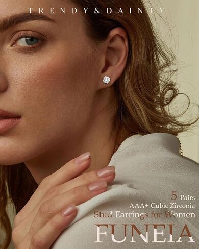 FUNEIA Gold Stud Earrings for Women Trendy Hypoallergenic Silver Dainty Cartilage Earring Stacks Cubic Zirconia Earrings Studs Sets for Multiple Piercing Tragus Piercing Jewelry in Saudi Arabia