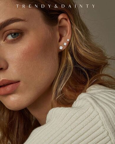 FUNEIA Gold Stud Earrings for Women Trendy Hypoallergenic Silver Dainty Cartilage Earring Stacks Cubic Zirconia Earrings Studs Sets for Multiple Piercing Tragus Piercing Jewelry in Saudi Arabia