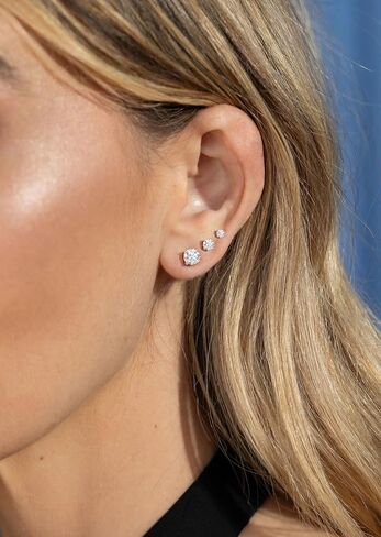 FUNEIA Gold Stud Earrings for Women Trendy Hypoallergenic Silver Dainty Cartilage Earring Stacks Cubic Zirconia Earrings Studs Sets for Multiple Piercing Tragus Piercing Jewelry in Saudi Arabia
