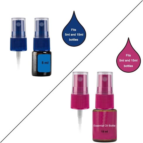 Hydior Essential Oil Spray Bottle Tops, Fine Mist Sprayer for 5ml and 15ml EO Bottles, Pack of 14, Rainbow in Saudi Arabia