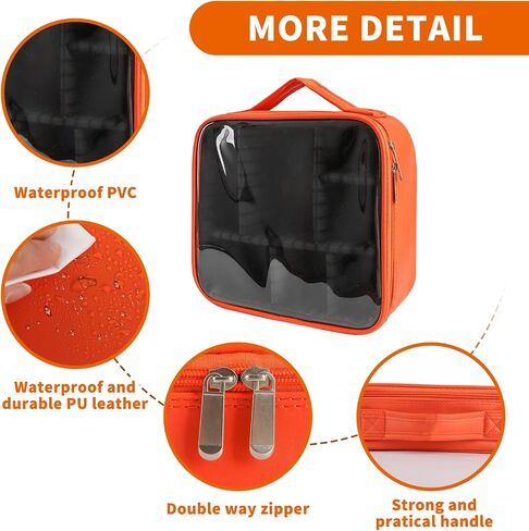 Clear Makeup Bag，Travel Cosmetic Organizer Bags for Women with Handle and Detachable Dividers, Portability Cosmetic case, Gift for Women, Gift for Girls, Orange in Saudi Arabia