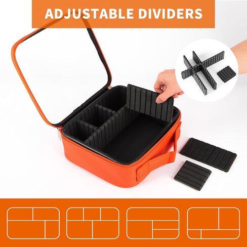 Clear Makeup Bag，Travel Cosmetic Organizer Bags for Women with Handle and Detachable Dividers, Portability Cosmetic case, Gift for Women, Gift for Girls, Orange in Saudi Arabia
