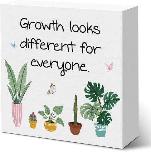 Inspirational Wooden Box Sign Growth Mindset Wall Decor Classroom Decor Therapy Office Decor Plant Wooden Plaque Sign Classroom Decorations Living Room Nursrey Home Decor Desk Shelf Table Decor in Saudi Arabia