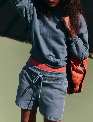 Zontroldy Womens 2024 Fall 2 Piece Outfits Pullover Sweatshirts Matching Shorts Tracksuits Set with Pockets in Saudi Arabia
