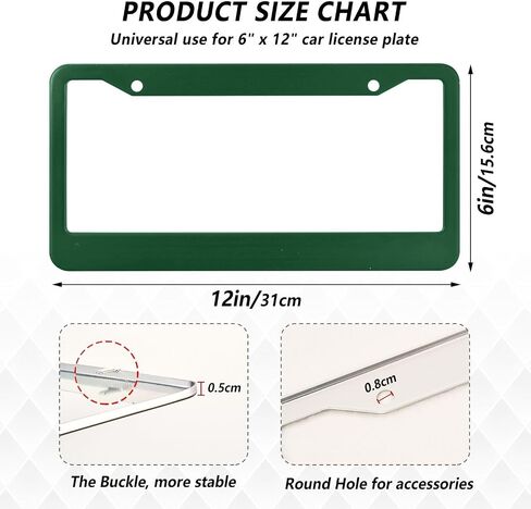 Kigai Plain Dark Green Color License Plate Frames - Universal Aluminum License Plate Covers with Screws, 2 Pack Holder Car Accessories for Front and Rear Plates in Saudi Arabia