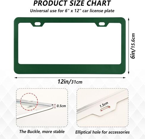 Kigai Plain Dark Green Color License Plate Frames - Universal Aluminum License Plate Covers with Screws, 2 Pack Holder Car Accessories for Front and Rear Plates in Saudi Arabia