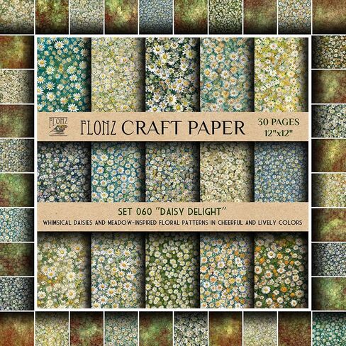 Scrapbook Paper (30 Pages 12"x12") Rustic Roses: Vintage Wild Rose Patterns with Lush, Blooming Garden Themes in Classic Styles FLONZ Vintage Styled Double Sided Paper Pad for Craft Cardmaking in Saudi Arabia