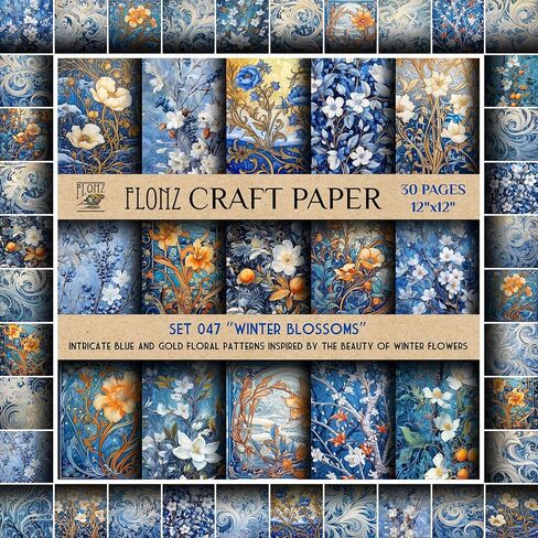 Scrapbook Paper (30 Pages 12"x12") Rustic Roses: Vintage Wild Rose Patterns with Lush, Blooming Garden Themes in Classic Styles FLONZ Vintage Styled Double Sided Paper Pad for Craft Cardmaking in Saudi Arabia