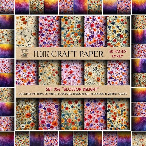 Scrapbook Paper (30 Pages 12"x12") Rustic Roses: Vintage Wild Rose Patterns with Lush, Blooming Garden Themes in Classic Styles FLONZ Vintage Styled Double Sided Paper Pad for Craft Cardmaking in Saudi Arabia