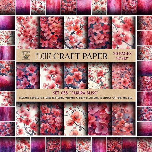 Scrapbook Paper (30 Pages 12"x12") Rustic Roses: Vintage Wild Rose Patterns with Lush, Blooming Garden Themes in Classic Styles FLONZ Vintage Styled Double Sided Paper Pad for Craft Cardmaking in Saudi Arabia