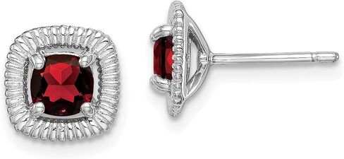 925 Sterling Silver Square Birthstone Gemstone Post Earrings (Length 9.15 mm Width 9.1 mm) in Saudi Arabia