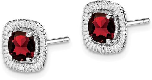 925 Sterling Silver Square Birthstone Gemstone Post Earrings (Length 9.15 mm Width 9.1 mm) in Saudi Arabia