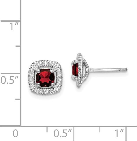925 Sterling Silver Square Birthstone Gemstone Post Earrings (Length 9.15 mm Width 9.1 mm) in Saudi Arabia