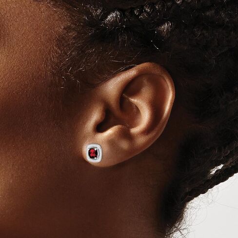 925 Sterling Silver Square Birthstone Gemstone Post Earrings (Length 9.15 mm Width 9.1 mm) in Saudi Arabia
