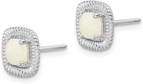 925 Sterling Silver Square Birthstone Gemstone Post Earrings (Length 9.15 mm Width 9.1 mm) in Saudi Arabia