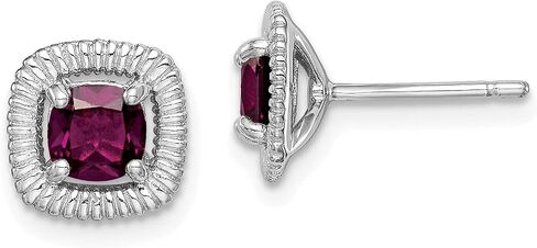 925 Sterling Silver Square Birthstone Gemstone Post Earrings (Length 9.15 mm Width 9.1 mm) in Saudi Arabia
