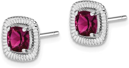 925 Sterling Silver Square Birthstone Gemstone Post Earrings (Length 9.15 mm Width 9.1 mm) in Saudi Arabia
