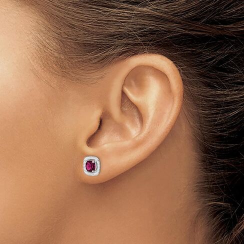 925 Sterling Silver Square Birthstone Gemstone Post Earrings (Length 9.15 mm Width 9.1 mm) in Saudi Arabia