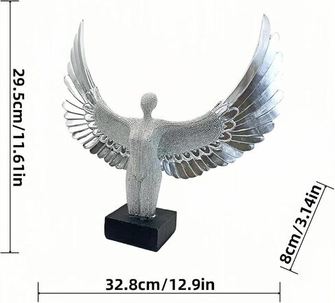 13 inch Spread Wings Angel Sculpture Bead Design Angel Statue Abstract Figurine for Gifts Home Decoration-Dresser Decor in Saudi Arabia