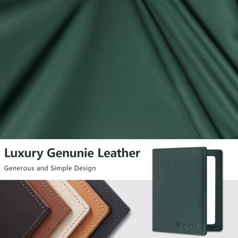 Genuine Leather Passport Holder Wallet Cover for Women and Men,Rfid Travel Wallet Passport Document Holder with Zipper Pocket & Transparent Window - Green in Saudi Arabia